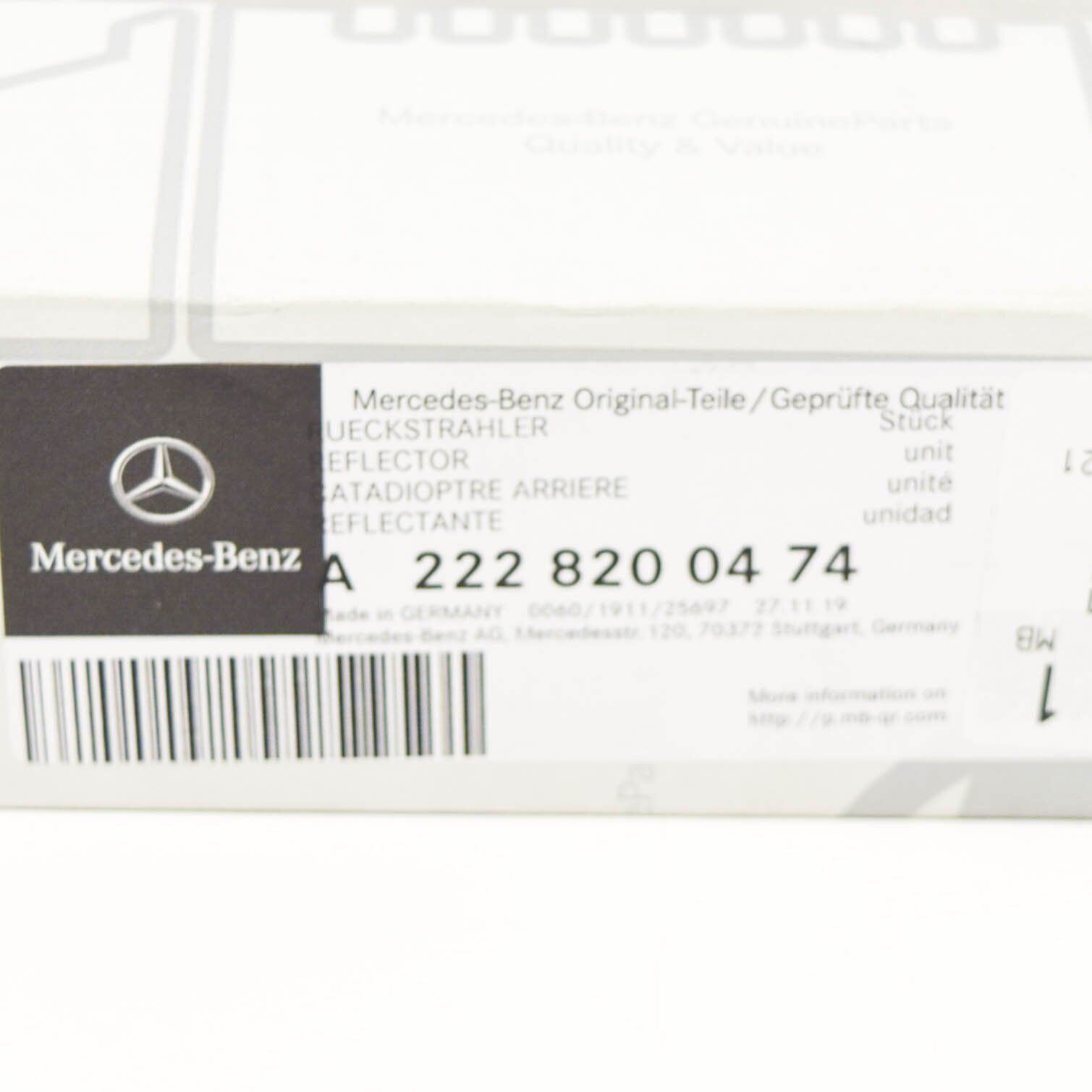 NEW MERCEDES-BENZ S W222 REAR BUMPER RIGHT SIDE REFLECTOR A2228200474 ORIGINAL