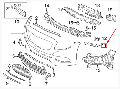 NEW MERCEDES-BENZ C W205 FRONT BUMPER LEFT MOUNTING RAIL A2058850821 ORIGINAL