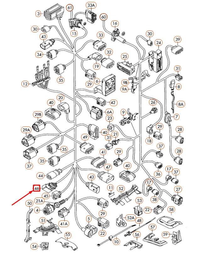 NEW VW GOLF MK5 HALOGEN FOG LAMP FLAT CONTACT HOUSING 5 PIN 6X0973825 ORIGINAL