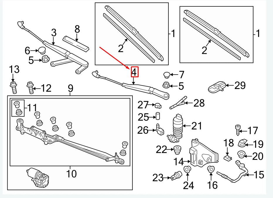 NEW VW TOUAREG 7P FRONT LEFT WINDSHIELD WIPER ARM LHD 7P0955409B ORIGINAL