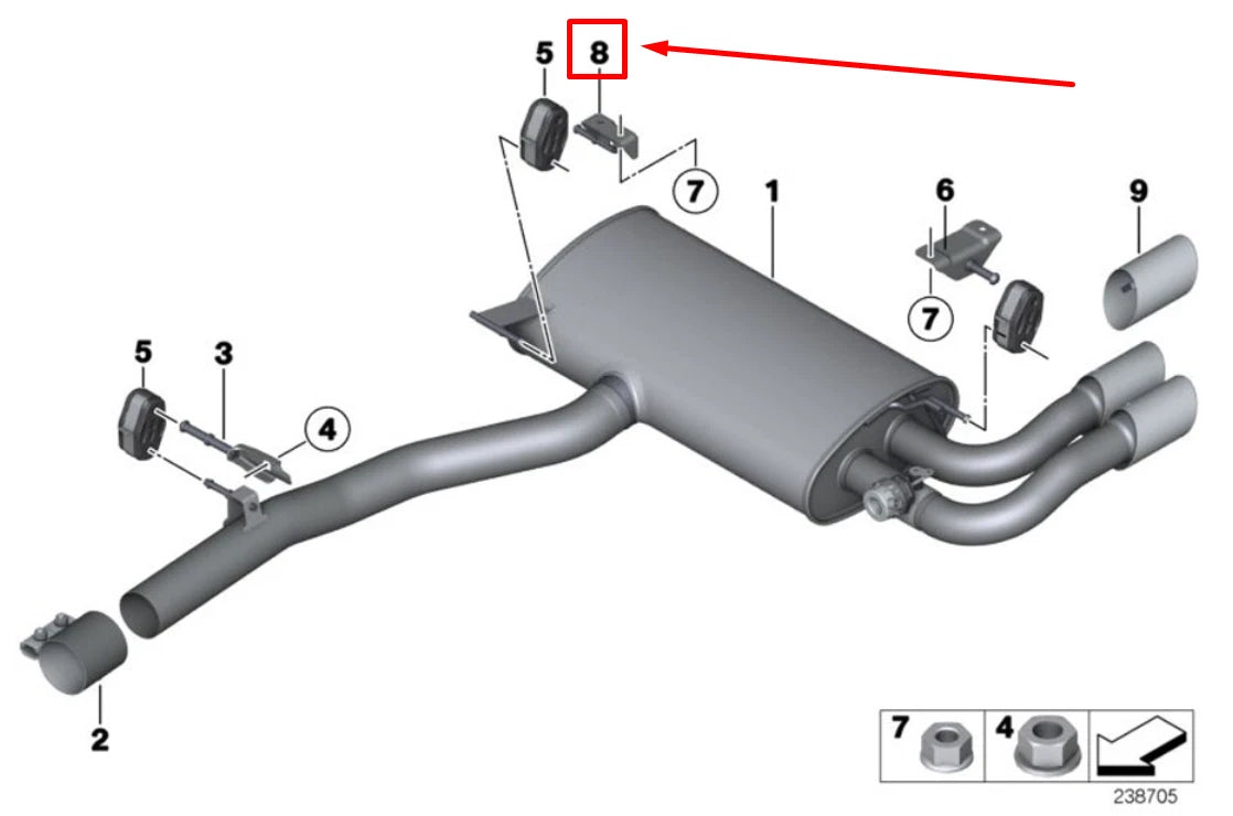 NEW BMW X3 F25 REAR RIGHT EXHAUST HANGER BRACKET 8509666 18308509666 ORIGINAL