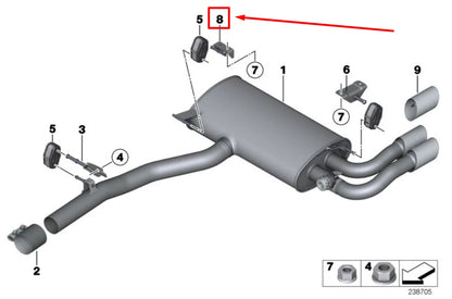NEW BMW X3 F25 REAR RIGHT EXHAUST HANGER BRACKET 8509666 18308509666 ORIGINAL
