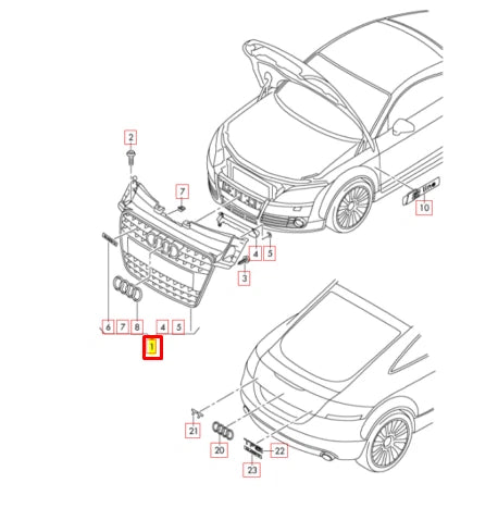 NEW AUDI TT FV3 FRONT BUMPER CENTER RADIATOR GRILLE 8J0853651 KT94
