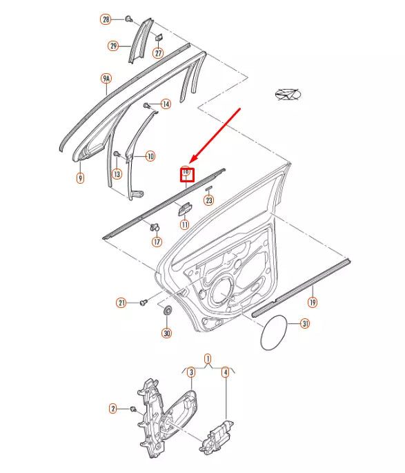 NEW VW JETTA A5 REAR LEFT OUTER WINDOW APERTURE SEAL 1K5839477F5AP ORIGINAL