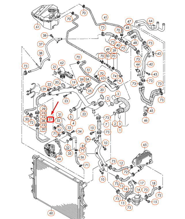 NEW AUDI Q7 4L ENGINE COOLANT HOSE 7L8121065Q ORIGINAL
