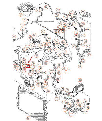NEW AUDI Q7 4L ENGINE COOLANT HOSE 7L8121065Q ORIGINAL