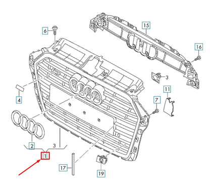 NEW AUDI A3 S3 8V FRONT RADIATOR GRILLE 8V5853651AAFUQ