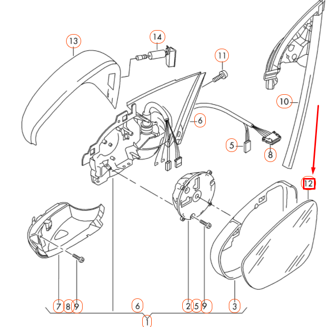 NEW VOLKSWAGEN CC FRONT LEFT DOOR HEATED MIRROR GLASS LHD 3C8857521B ORIGINAL