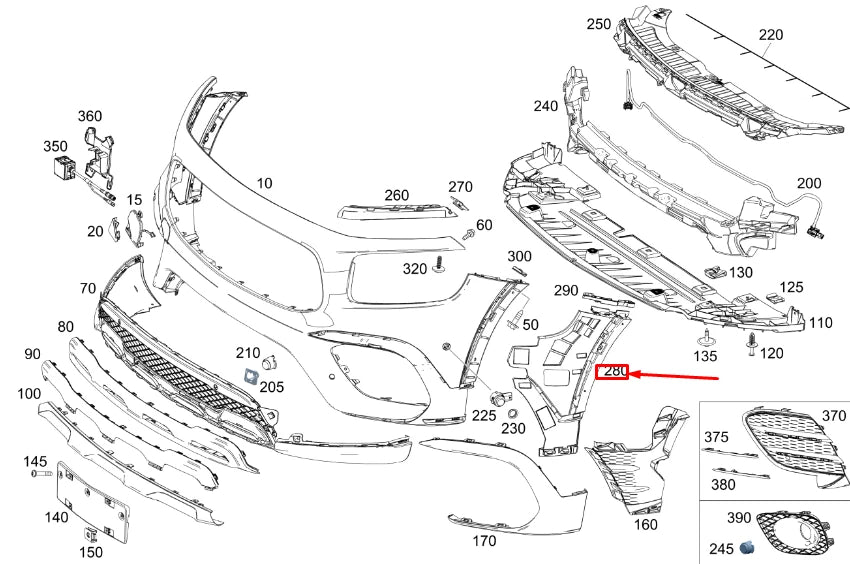 NEW MERCEDES-BENZ GLB X247 FRONT RIGHT BUMPER BASIC CARRIER A2478858802 ORIGINAL