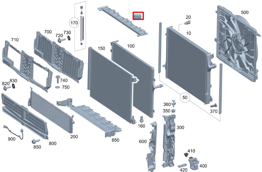NEW MERCEDES-BENZ S W223 RADIATOR AIR DUCT SEGMENT A2235052700 ORIGINAL