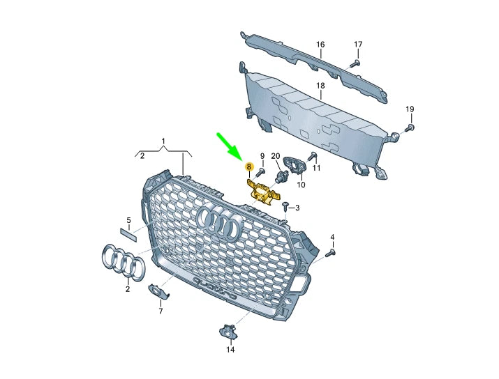 NEW AUDI RS4 B9 FRONT GRILLE CAMERA BRACKET 8W0853231D