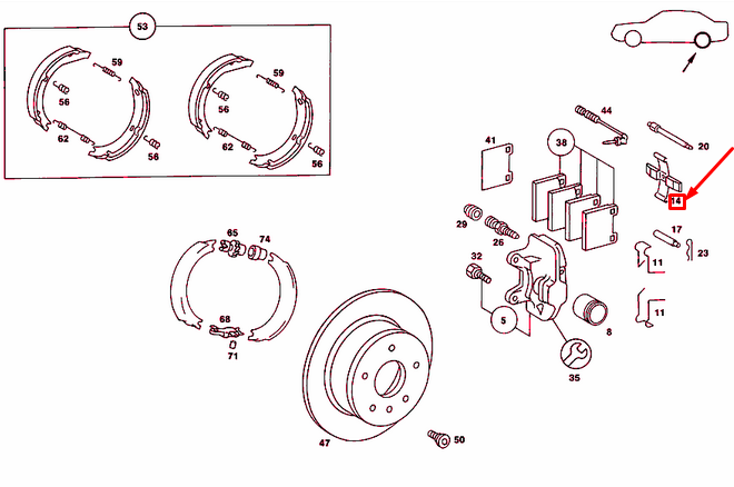 NEW MB E W124 REAR BRAKE PAD ANTI-RATTLE SPRING A0004213391 ORIGINAL