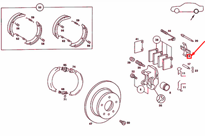 NEW MB E W124 REAR BRAKE PAD ANTI-RATTLE SPRING A0004213391 ORIGINAL