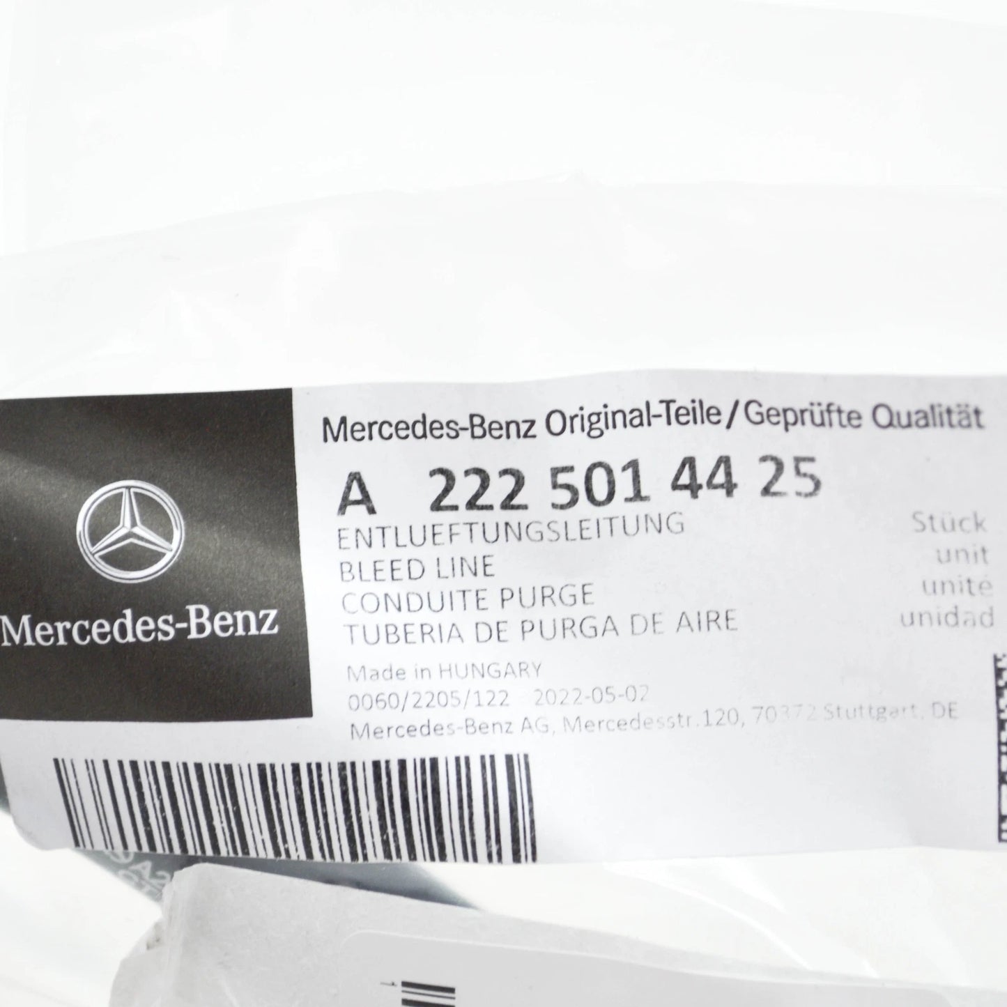 NEW MERCEDES-BENZ S W222 RETURN VENT BLEED LINE HOSE A2225014425 ORIGINAL