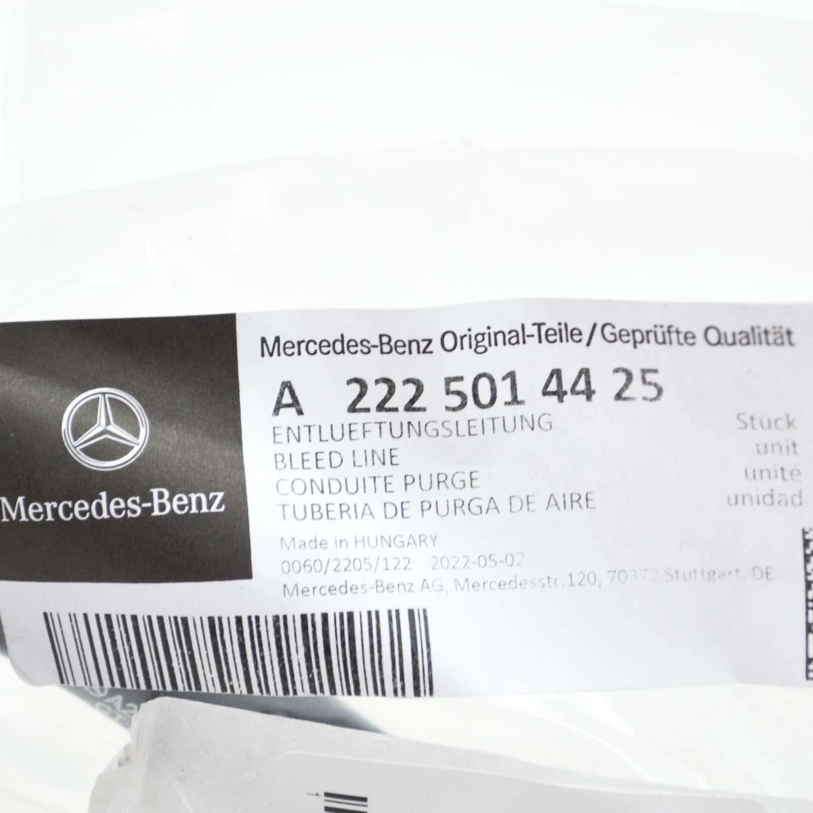NEW MERCEDES-BENZ S W222 RETURN VENT BLEED LINE HOSE A2225014425 ORIGINAL