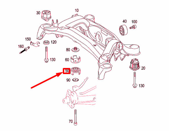 NEW MB SLK R171 REAR SUBFRAME BOTTOM RUBBER BUSHING A2103511842 ORIGINAL