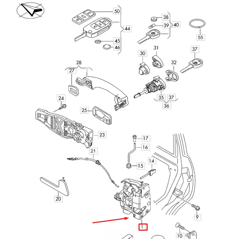NEW VOLKSWAGEN TRANSPORTER T6 FRONT RIGHT DOOR LOCK LHD 7E1837016A ORIGINAL