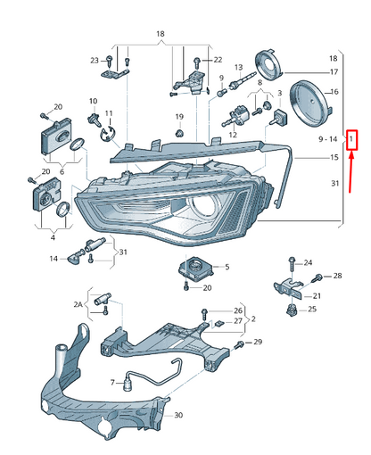 new audi a5 sportback 8t front right headlight lhd 8t0941044c original