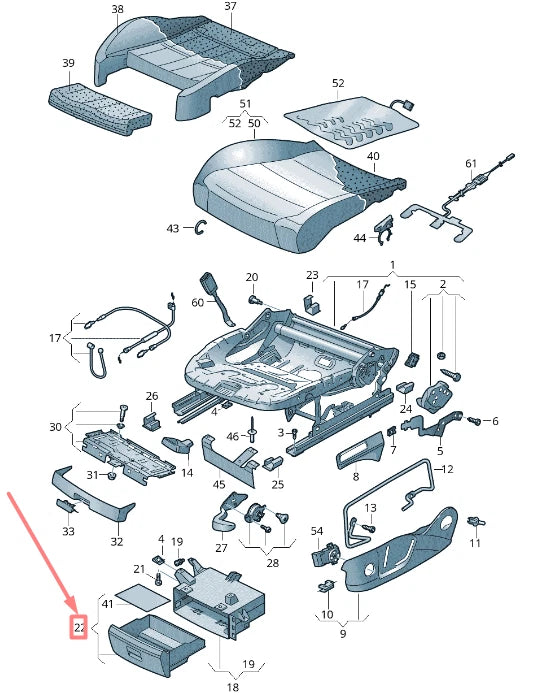 NEW VOLKSWAGEN GOLF 5G MK7 FRONT LEFT SEAT DRAWER 5G0882601A82V