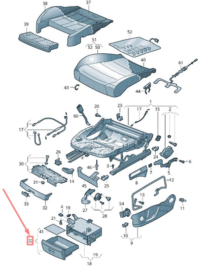 NEW VOLKSWAGEN GOLF 5G MK7 FRONT LEFT SEAT DRAWER 5G0882601A82V