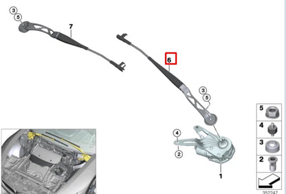 NEW BMW I8 I12 FRONT WINDSCREEN WIPER ARM LEFT LHD 61617322154 7322154 ORIGINAL