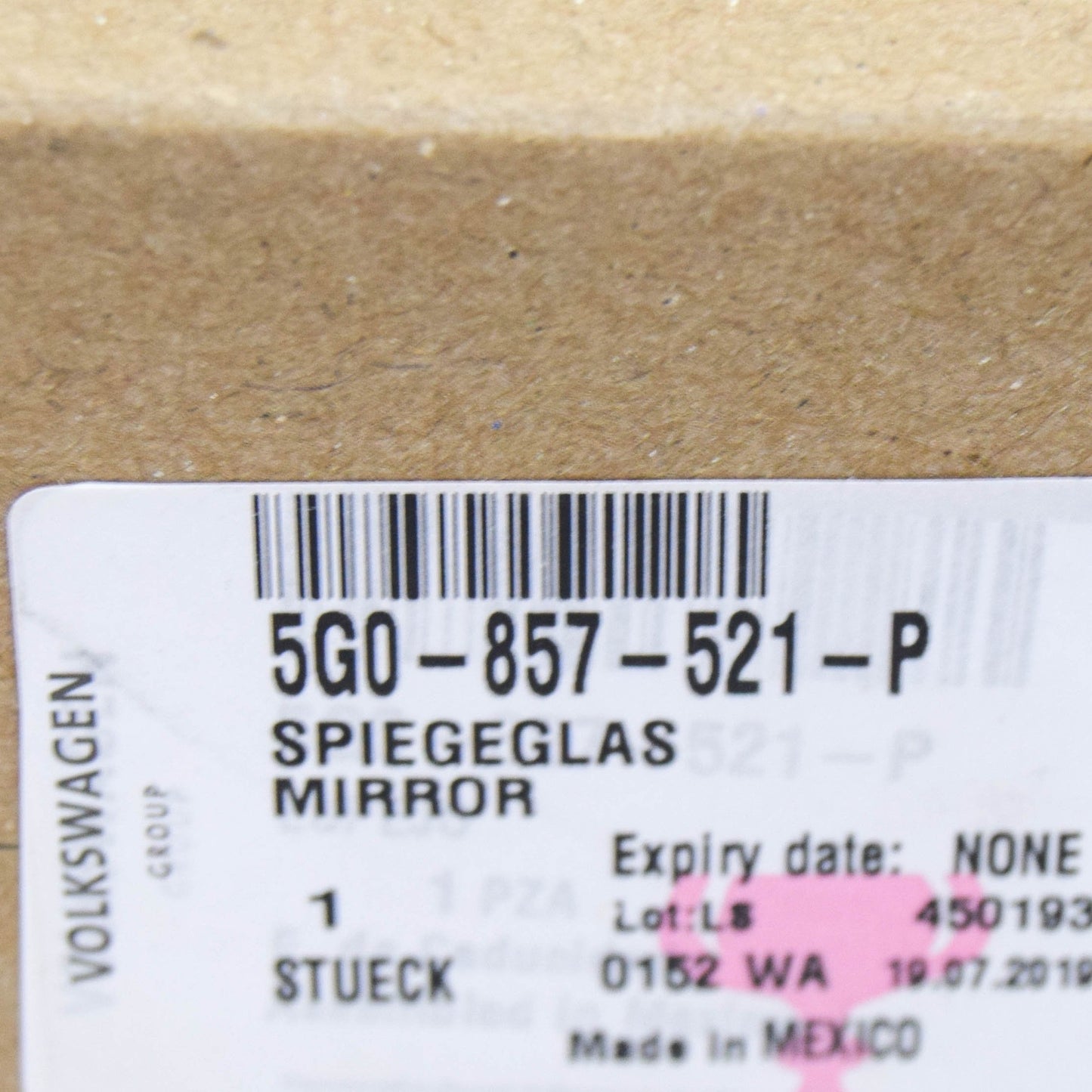 NEW VOLKSWAGEN GOLF MK7 FRONT LEFT DOOR MIRROR GLASS USA 5G0857521P ORIGINAL