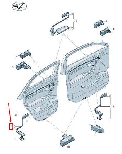 NEW VW TOUAREG CR REAR LEFT PULL HANDLE AMBIENT LIGHT 760947357ADV1