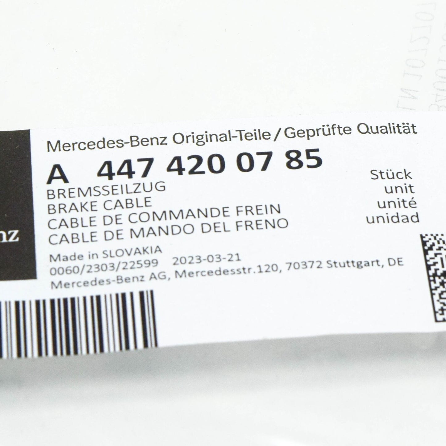 NEW MERCEDES-BENZ VITO W447 RIGHT PARKING BRAKE CABLE A4474200785 ORIGINAL