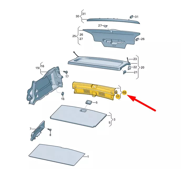 NEW VOLKSWAGEN ID.3 E11 TRUNK LOCK CARRIER TRIM 10A8634594PK ORIGINAL