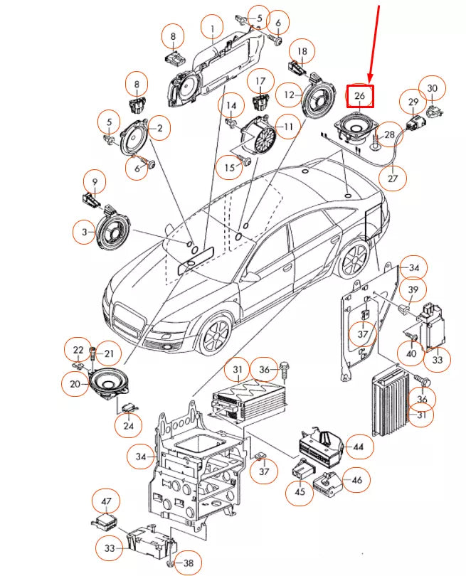 NEW AUDI A6 C6 REAR SHELF PANEL LOUDSPEAKER 4F0035411C ORIGINAL