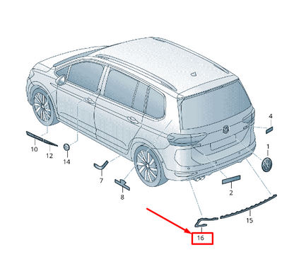 NEW VW TOURAN 5T REAR RIGHT BUMPER TRIM 5TA8530542ZZ ORIGINAL