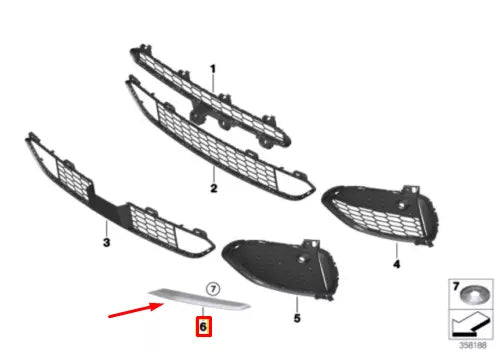 NEW BMW X5 F15 M50D BUMPER MOLDING FRONT RIGHT 51118056868 ORIGINAL