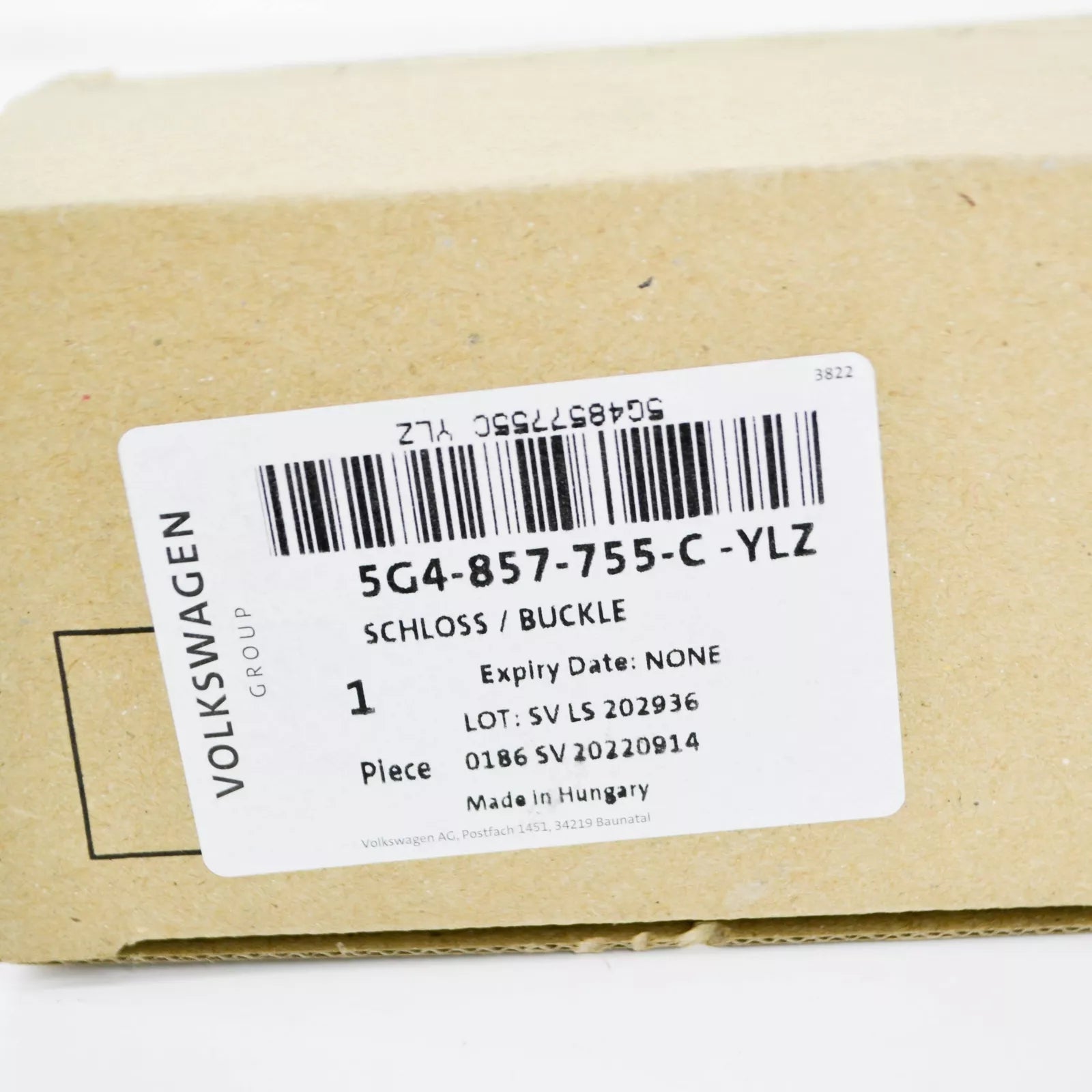 NEW VOLKSWAGEN GOLF MK7 FRONT LEFT SEAT BELT LATCH 5G4857755CYLZ GEUINE