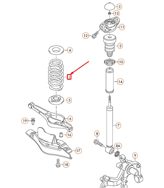 NEW VOLKSWAGEN GOLF MK6 REAR COIL SPRING 1K0511115HS ORIGINAL