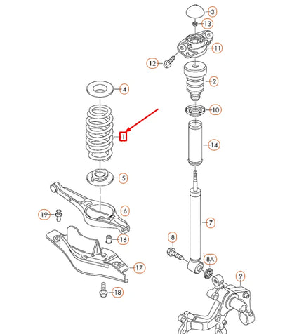 NEW VOLKSWAGEN GOLF MK6 REAR COIL SPRING 1K0511115HS ORIGINAL