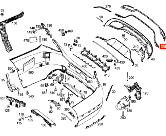 new mb s w222 rear bumper chrome diffuser a2228855201 original