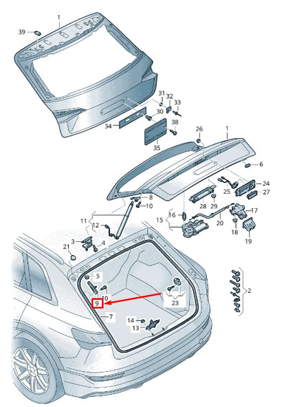 NEW AUDI E-TRON GEN REAR LEFT GAS FILLED STRUT BRACKET 4KE827607