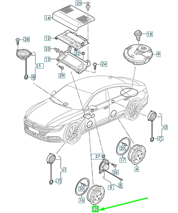 NEW VOLKSWAGEN PASSAT B8 3G FRONT DOOR LOUDSPEAKER 3G0035454