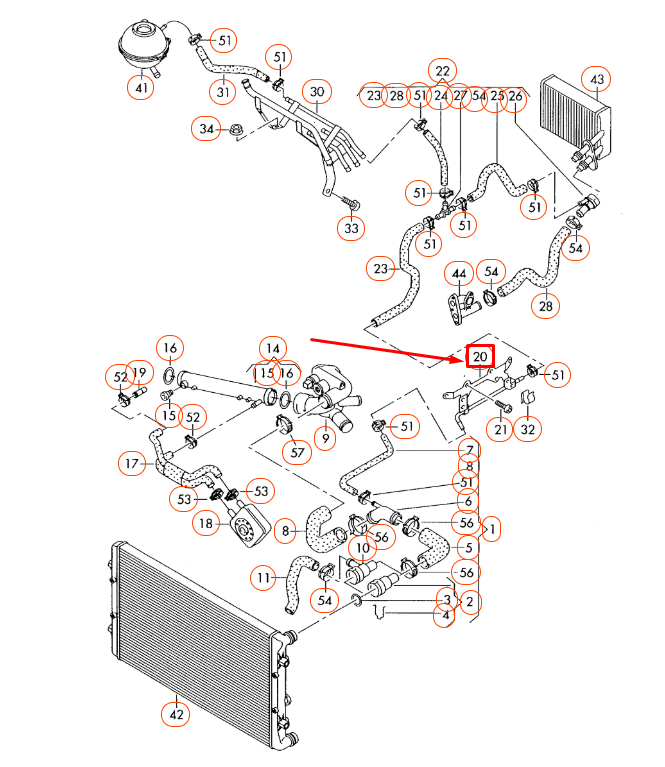 NEW AUDI A3 8P ENGINE COOLANT PIPE WITH BRACKET 022131561Q ORIGINAL