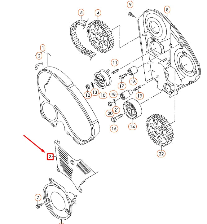 NEW VOLKSWAGEN BEETLE 9C CENTER TOOTHED BELT GUARD 038109147
