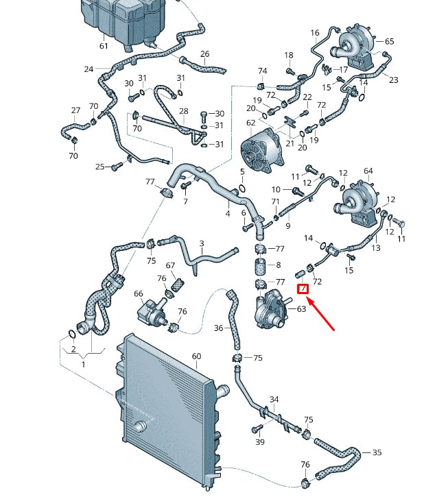 NEW VW TOUAREG 7P MK2 COOLING SYSTEM BUNGS 5B0121099