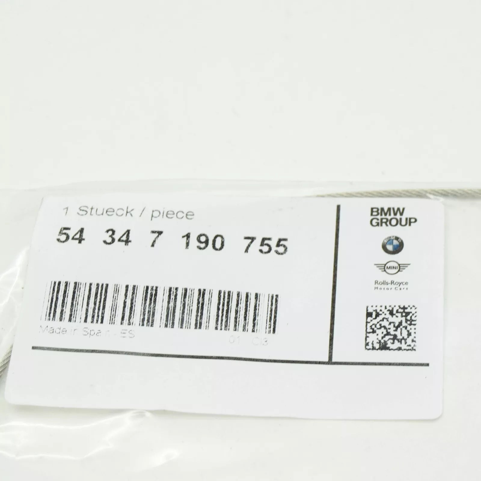 NEW BMW 1 CABRIO E88 CONVERTIBLE TOP TENSION CABLE 54347190755 7190755 ORIGINAL