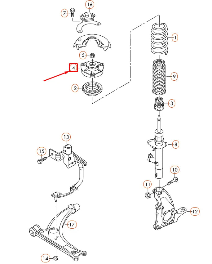 NEW AUDI Q3 8U FRONT SUSPENSION STRUT UPPER MOUNT 1K0412331C ORIGINAL