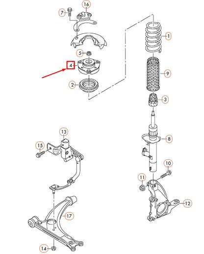 NEW AUDI Q3 8U FRONT SUSPENSION STRUT UPPER MOUNT 1K0412331C ORIGINAL