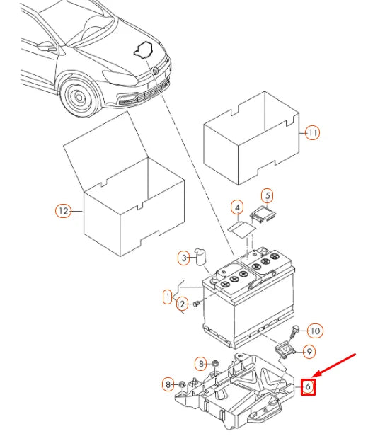 NEW VOLKSWAGEN POLO MK5 6C BATTERY SUPPORT CONSOLE 6C0915321D ORIGINAL