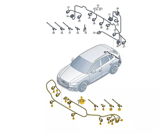 NEW AUDI Q5 FY FRONT BUMPER PDC PARKING AID WIRING HARNESS 80A971095AQ ORIGINAL