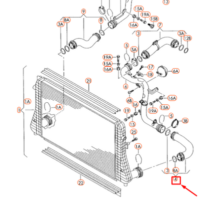 new audi a3 8p left charge air cooler feed pressure hose 3c0145832d original