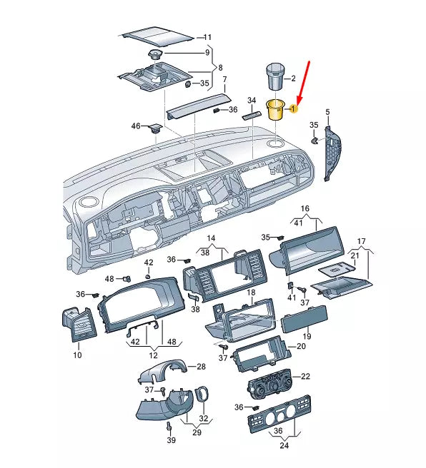 NEW VW TRANSPORTER VI T6 LEFT CUP HOLDER RHD 7E2858603A82V ORIGINAL