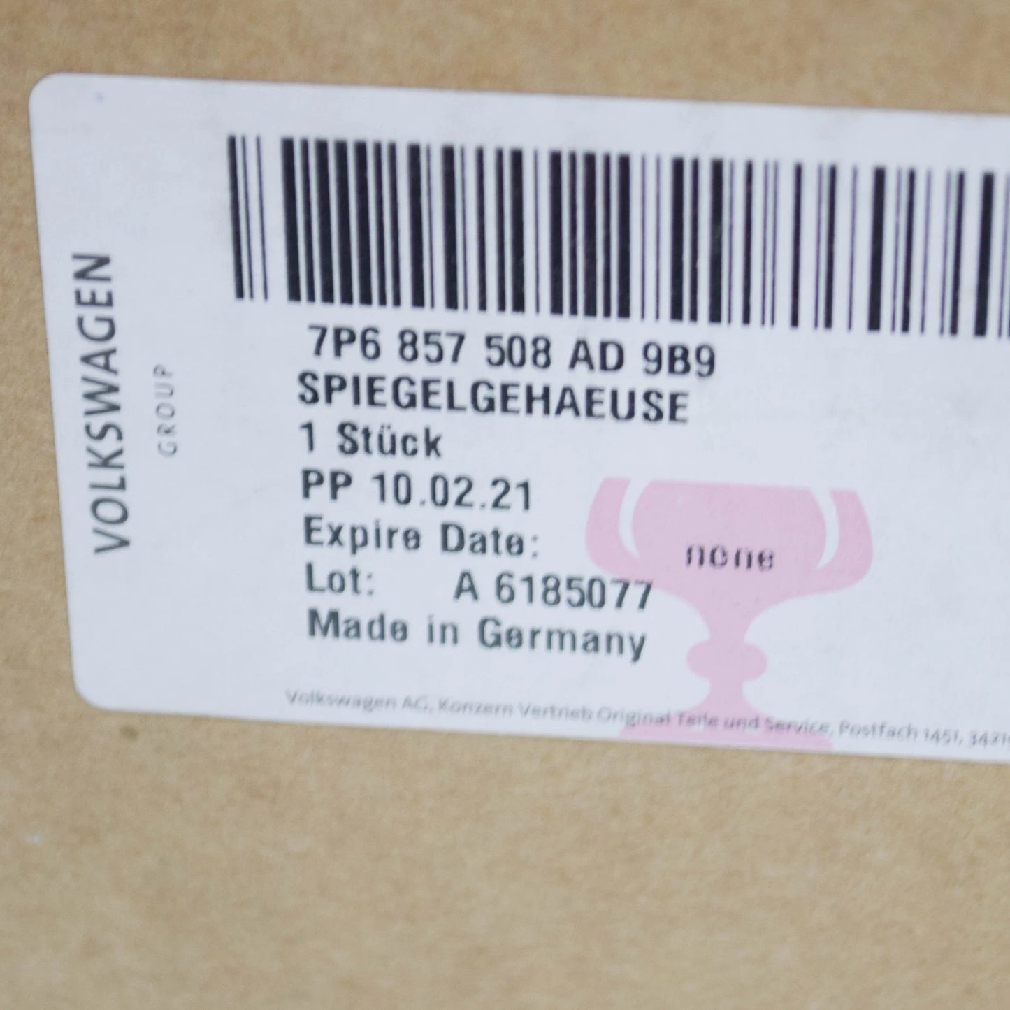 NEW VW TOUAREG 7P FRONT RIGHT SIDE WING MIRROR RHD 7P6857508AD9B9 ORIGINAL