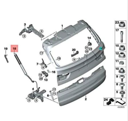 NEW BMW X5 F15 F85 M REAR RIGHT TAILGATE GAS PRESSURED SHOCK 51247294470
